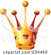 Poster, Art Print Of Queens Golden Crown With Ruby Hearts