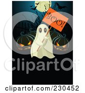 Poster, Art Print Of Ghost Holding A Boo Sign By Jackolanterns