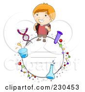 Royalty Free RF Clipart Illustration Of A School Boy Frame With Science Items
