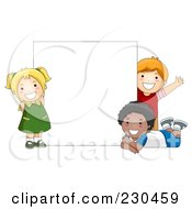 Poster, Art Print Of Diverse School Kids With A Blank Sign - 12