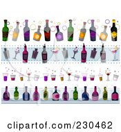 Poster, Art Print Of Digital Collage Of Alcoholic Beverage Border Designs