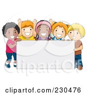 Poster, Art Print Of Diverse School Kids With A Blank Sign - 4