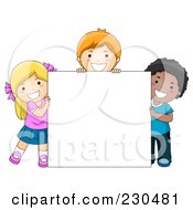 Royalty Free RF Clipart Illustration Of Diverse School Kids With A Blank Sign 7