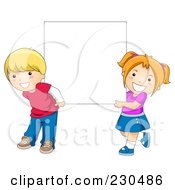 Poster, Art Print Of School Kids Holding A Blank Sign - 2