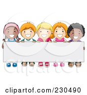 Poster, Art Print Of Diverse School Kids With A Blank Sign - 5