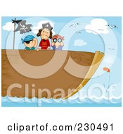 Royalty Free RF Clipart Illustration Of Pirates On A Ship