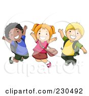 Poster, Art Print Of Diverse School Kids Jumping