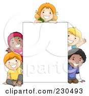 Royalty Free RF Clipart Illustration Of Diverse School Kids With A Blank Sign 2