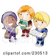 Poster, Art Print Of Diverse School Kids Standing With Books