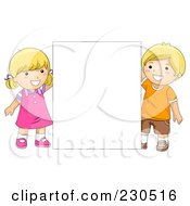 Poster, Art Print Of School Kids Holding A Blank Sign - 1