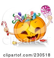 Poster, Art Print Of Happy Halloween Pumpkin Stuffed With Candy
