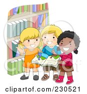 Royalty Free RF Clipart Illustration Of Diverse School Kids Picking Books by BNP Design Studio