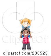 Poster, Art Print Of Diverse School Kids With A Blank Sign - 11