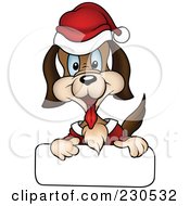 Happy Christmas Dog With A Blank Sign