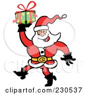 Poster, Art Print Of Merry Santa Carrying A Gift