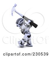 Poster, Art Print Of 3d Robot Character Hammering