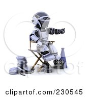Poster, Art Print Of 3d Robot Character Directing A Movie