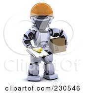 Poster, Art Print Of 3d Robot Character Delivering A Box