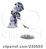 Poster, Art Print Of 3d Robot Character Golfing