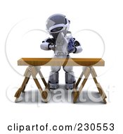 Poster, Art Print Of 3d Robot Character Using A Saw Horse