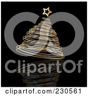 Poster, Art Print Of Christmas Background Of A Golden Christmas Tree On Black