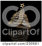 Royalty Free RF Clipart Illustration Of A Christmas Background Of A Golden Christmas Tree On Black