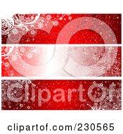 Poster, Art Print Of Digital Collage Of Three Red Winter Banner Designs