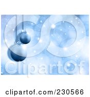 Royalty Free RF Clipart Illustration Of A Christmas Background With Blue Baubles Over Sparkles