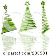 Poster, Art Print Of Digital Collage Of Three Green 3d Christmas Trees With Reflections