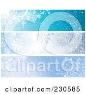 Digital Collage Of Three Blue Winter Banner Designs