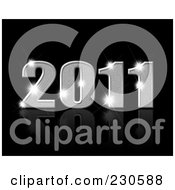 Royalty Free RF Clipart Illustration Of A Silver Sparkly 2011 On Black by KJ Pargeter