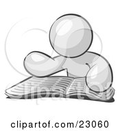 Clipart Illustration Of A White Man Character Seated And Reading The Daily Newspaper To Brush Up On Current Events