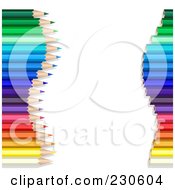 Royalty Free RF Clipart Illustration Of A Border Of Colored Pencil Tips And Ends With Copyspace by Oligo