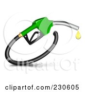 Royalty Free RF Clipart Illustration Of A Green Fuel Nozzle With A Droplet