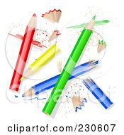 Royalty Free RF Clipart Illustration Of Colored Pencils With Sharpened Peels