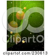 Poster, Art Print Of Green Christmas Background With Golden Ornaments And Stars