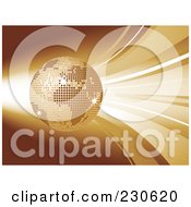 Royalty Free RF Clipart Illustration Of A Golden Mosaic Globe Over Waves