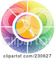 Poster, Art Print Of Paintbrush In The Center Of A Mosaic Color Wheel