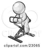 Poster, Art Print Of White Man Exercising On A Stationary Bicycle