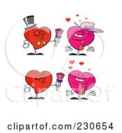 Royalty Free RF Clipart Illustration Of A Digital Collage Of Red And Pink Heart Characters 2