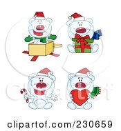 Royalty Free RF Clipart Illustration Of A Digital Collage Of Christmas Polar Bears