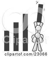 Clipart Illustration Of A White Man On Another Mans Shoulders Holding Up A Bar In A Graph