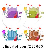 Royalty Free RF Clipart Illustration Of A Digital Collage Of Romantic Monsters