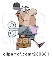 Poster, Art Print Of Windup Black Businessman Walking With A Briefcase
