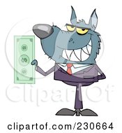 Poster, Art Print Of Wolf Businessman Holding Cash