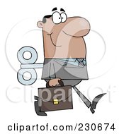 Royalty Free RF Clipart Illustration Of A Windup Black Businessman Walking With A Briefcase