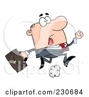 Poster, Art Print Of Late Caucasian Businessman Running With A Briefcase