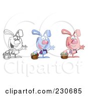 Royalty Free RF Clipart Illustration Of A Digital Collage Of Easter Bunnies 3