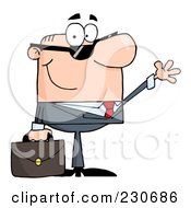 Royalty Free RF Clipart Illustration Of A Friendly Caucasian Businessman Wearing Shades And Waving
