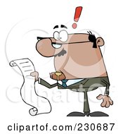 Royalty Free RF Clipart Illustration Of A Black Businessman Reading A Long List Or Bill by Hit Toon